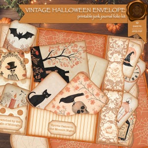 vintage halloween-envelop - afdrukbare foliokit voor junkjournalen - voorraad junkjournalen - digitale folio's - vakken voor tijdschriften - insteekkaarten