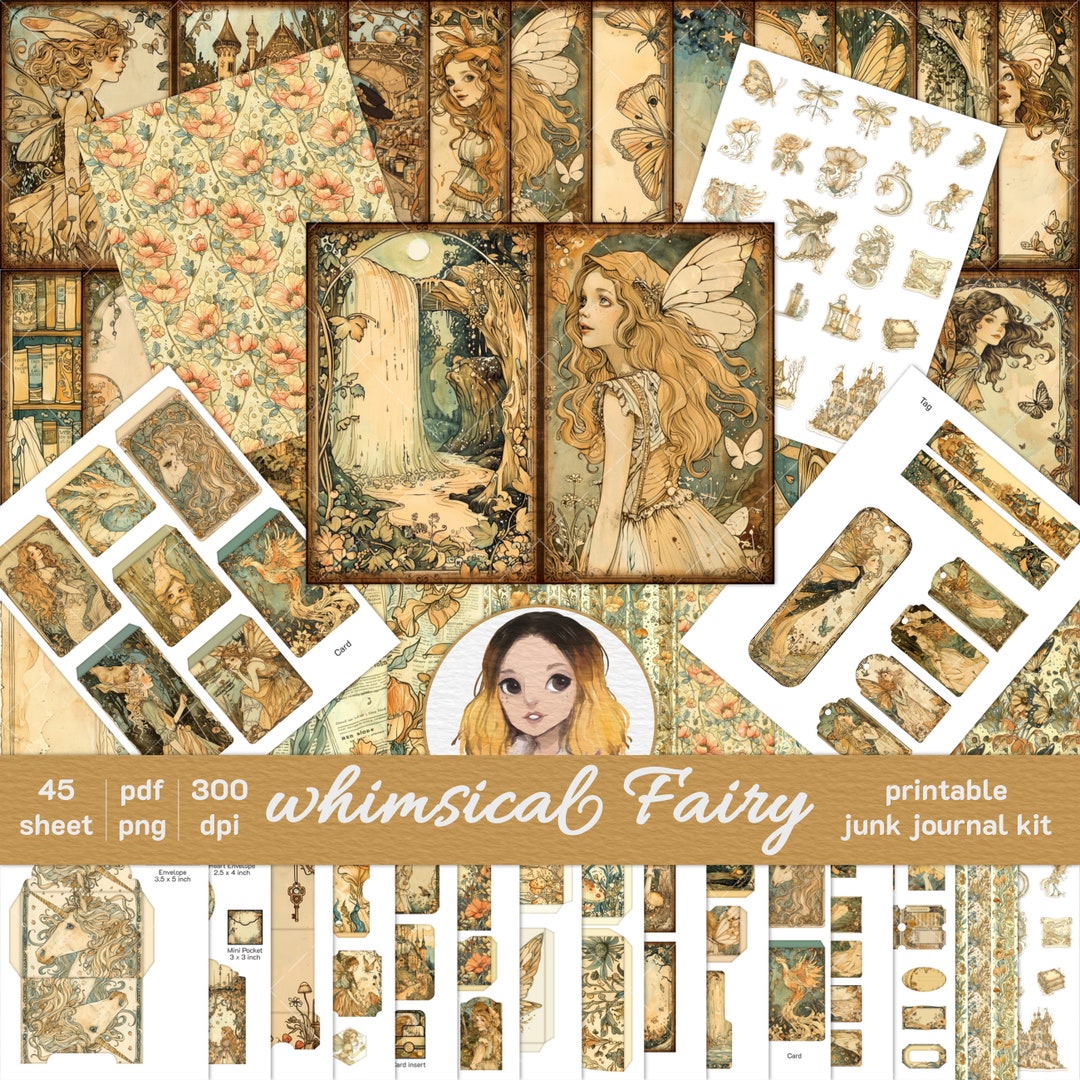 Whimsical Fairy - Printable Junk Journal Kit - Junk Journaling ...