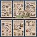Southern Gothic & Fireflies printable sticker sheet, fussy cut, Creepy Cute Ephemera, Spooky Summer Bayou, Magic Swamp Animal product logo