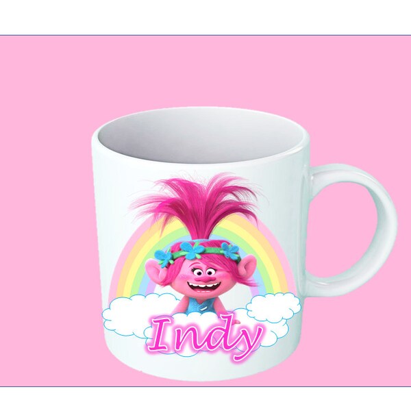 Mug cadeau personnalisé en céramique thème TROLLS POPPY