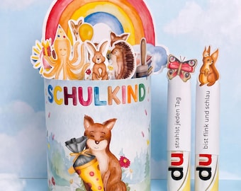 Back-to-school gift | Duplo labels for schoolchildren with a hand-painted fox (printable) | 35 encouragement items for the Duplo box | Printable PDF template