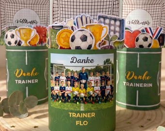 Cadeau personnalisé pour entraîneur de football | Modèle prêt à imprimer et modèle modifiable pour Canva | Bracelets format Duplo