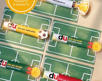 Cadeau de football à imprimer | Emballages pour barres chocolatées et plan du terrain | Jour de match, fête de football, cadeau pour entraîneur | Modèle à imprimer