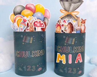 Geschenk zur Einschulung I Bundle Duplo Banderolen für eine DIY Geschenkbox zum Schulstart I Druckvorlage PDF + Bonus Stundenplan
