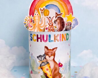 Duplo-Banderolen zur Einschulung mit handgemaltem Fuchs | 35 Mutmacher-Botschaften | PDF zum Ausdrucken + Bonus Stundenplan