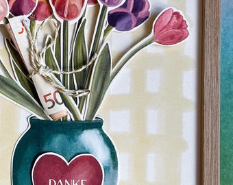 感謝の贈り物｜DIY印刷・工作用画像｜お金の贈り物｜A4サイズの花の絵｜デジタル印刷テンプレート｜感謝の気持ちを伝える