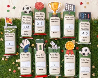 Jeu de pronostics footballistiques dans une friandise – l'idée de jeu parfaite pour votre soirée foot | Modèle à imprimer et à télécharger | Convient aux enfants (style champêtre)
