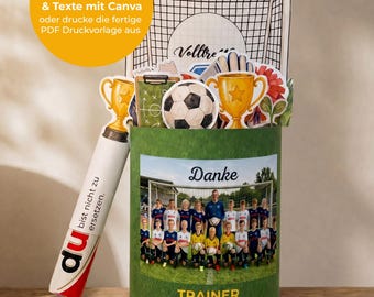 Cadeau personnalisé pour entraîneur de football | Modèle prêt à imprimer et modèle modifiable pour Canva | Bracelets format Duplo