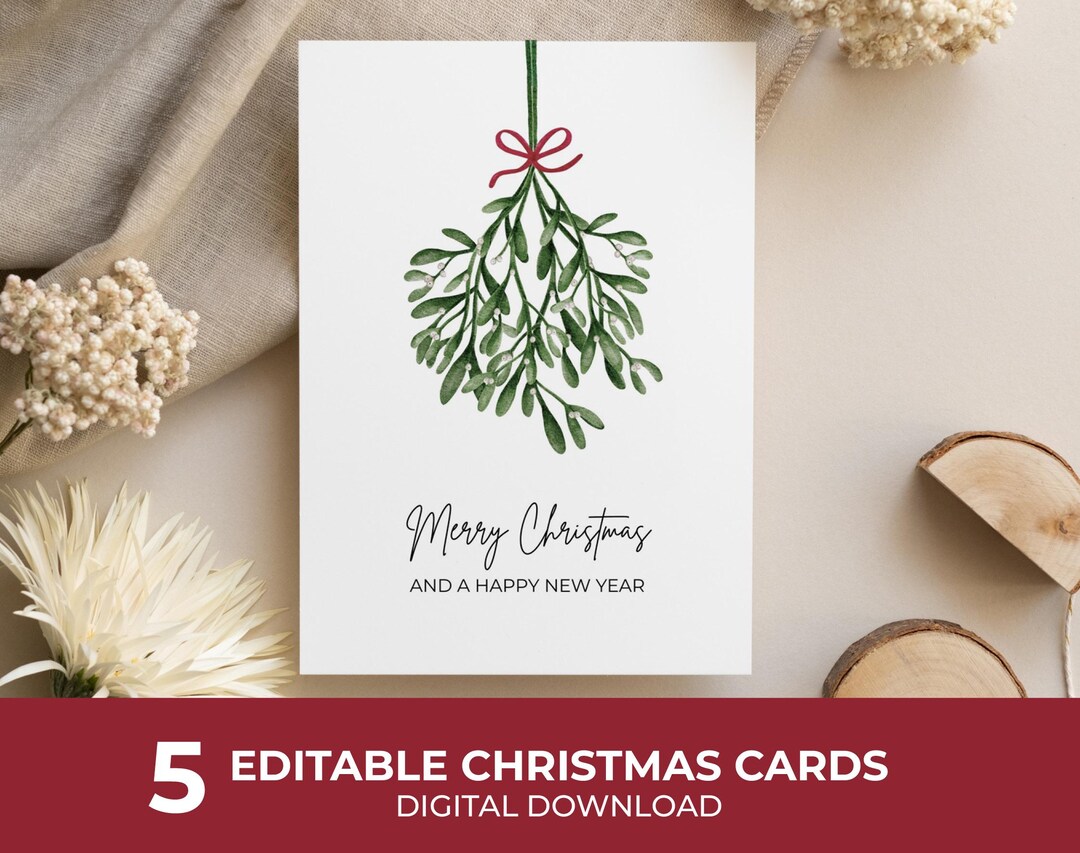 Watercolor Christmas Cards Set | Editable Holiday Card Templates ...