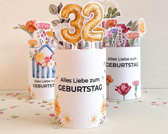 Cadeau d'anniversaire à faire soi-même | 3 modèles d'emballage Duplo à imprimer pour les anniversaires | Idée cadeau unique | Illustrations à l'aquarelle