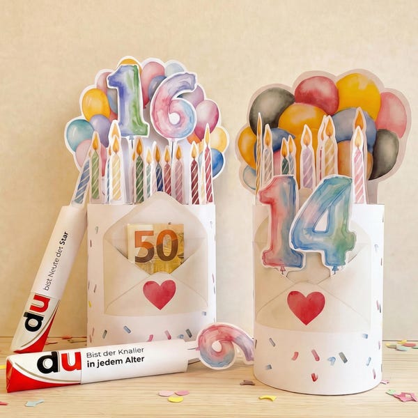 Druckvorlage für Duplo-Banderolen zum Geburtstag | DIY Geldgeschenk  I mit Zahlen von 0-9 für jeden Geburtstag