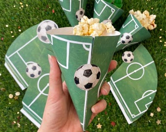 Cônes scolaires imprimables sur le thème du football – Mini cônes et sachets à goûter en 2 tailles pour les anniversaires, la rentrée scolaire et autres fêtes | Modèle PDF à imprimer
