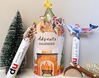 Mall för utskrivbar adventskalender lämplig för chokladkakor i Duplo-storlek | Digital nedladdning för utskrift | Inkluderar talesätt och tomma mallar