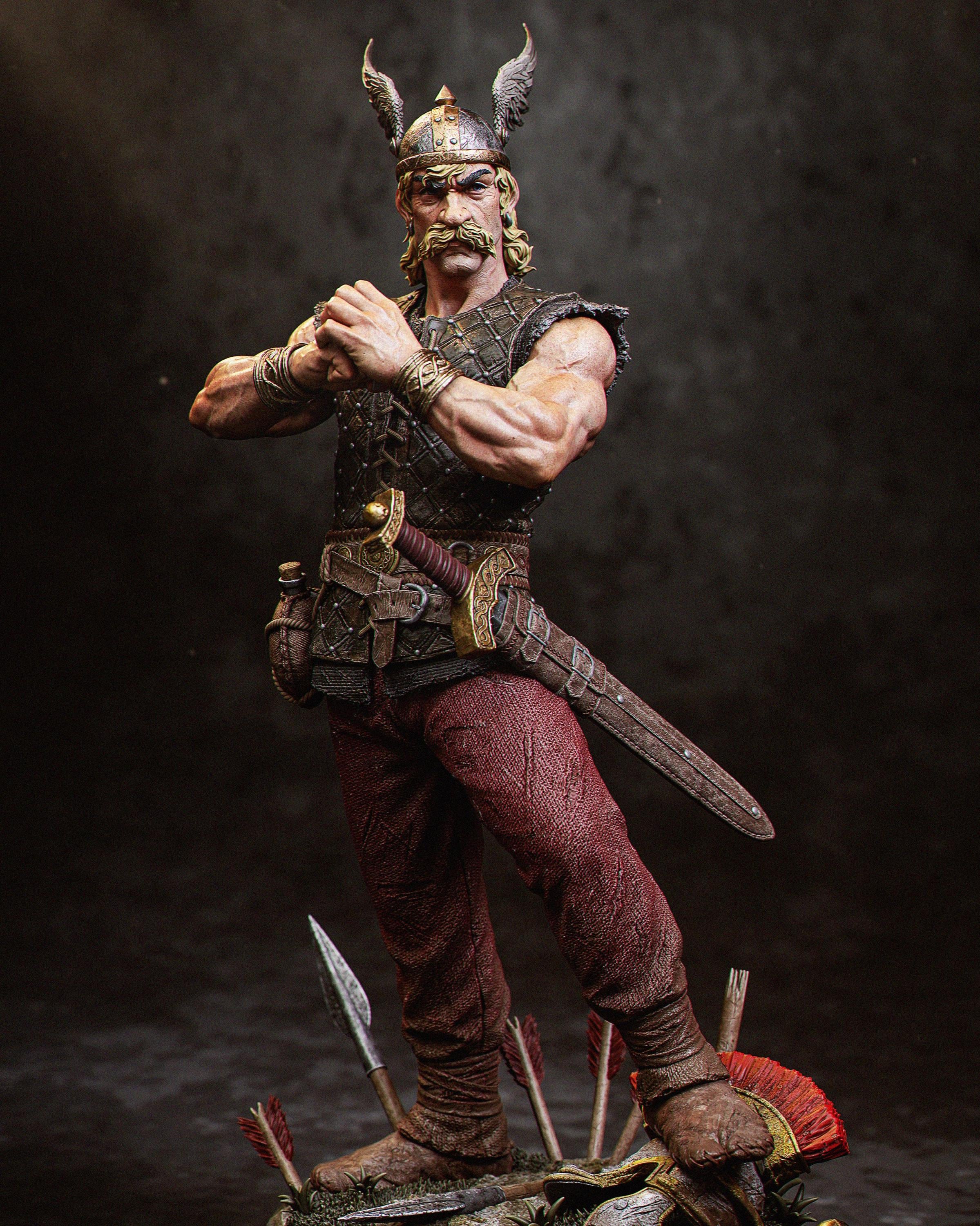 Indomitable Gallic Warrior Statue - Winged Helmet Hero - CA3D - 1
