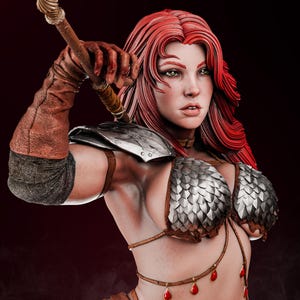 Fierce Warrior Maiden Statue Redhead - 1/6 Scale Precision Crafted by Zez Studios -ABS like Tough Resin Model Kit