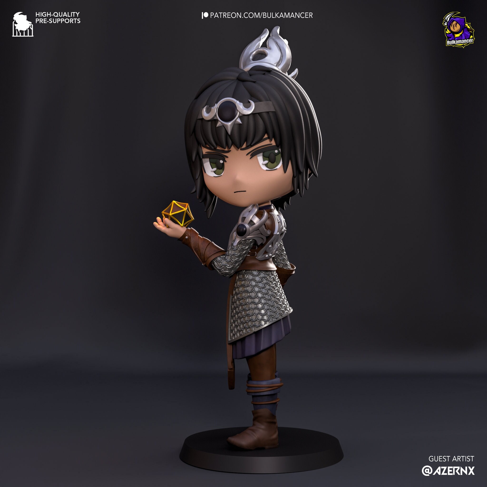 Chibi Shadowheart Kleriker Statue - Baldur's Gate 3 inspiriert - 3D Gedruckte mysteriöse Fantasy Figur - Massenmagier