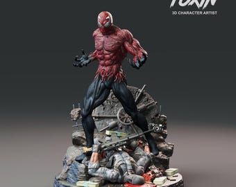 Red Murderous Symbiote Spider Villain diorama Model Kit Statue by Nice X Collectibles - 1/6th Scale Tough Resin Model Kit