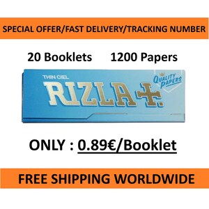 Rizla 20 libretti per scatola di cartine Rizla Thin Ciel x60 fogli