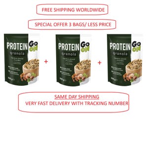 Speciale aanbieding 3 zakjes muesli 3 x 300 gr--GRATIS VERZENDING-- go on nutrition hazelnoot, amandel, chocolade 300 gr