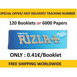Rizla 120 libretti per scatola Cartine Rizla blu x50 fogli