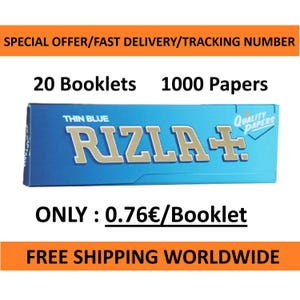 Rizla 20 libretti per scatola Cartine Rizla blu x50 fogli