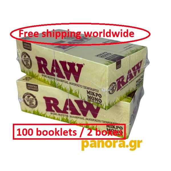 RAW 100 booklets (2 boxes) organic hemp single wide X 50sheets rolling paper FREE SHIPPING