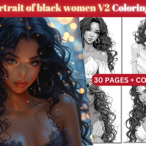 Beautiful Black Women Coloring Book, Black Beauty Coloring Pages for Adults & Children, Instant Download, Printable PDF