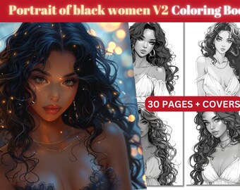 Kleurboek zwarte vrouwen, fantasy-animekunst (afdrukbare pdf)