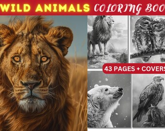 Kleurboek wilde dieren, realistische illustraties (pdf-download)