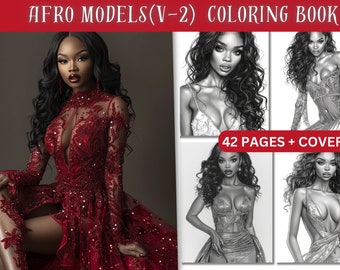 Kleurboek zwarte vrouwen | Afro Models V-2, pagina 42 (afdrukbare pdf)