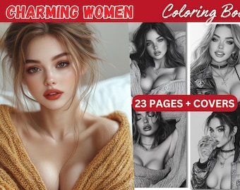 Kleurboek elegante vrouwen in grijstinten, afdrukbare portretten (pdf)