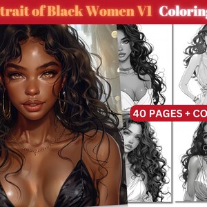 Black Women, Black Beauty Coloring Pages for Adults & Children, Instant Download, Printable PDF