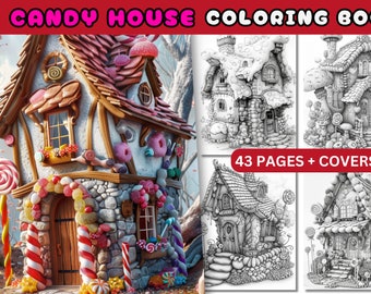 Gingerbread House kleurboek, kerstsnoep, 43 pagina's (afdrukbare pdf)