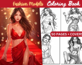 Modemeisje kleurboek, vintage anime-pin-upkunst (pdf)