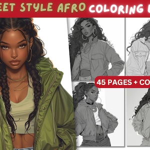 Black Women Coloring Pages Afro Street Style Coloring Pages Digital Download Printable