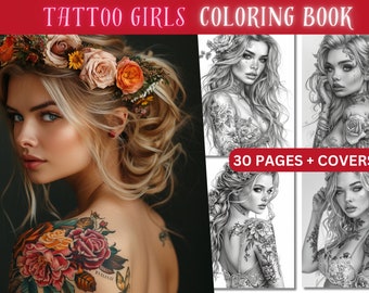 Kleurboek tattoomeisjes: gotische kunst in grijstinten (pdf-download)