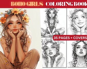 Kleurboek bohomeisjes – 35 bohoillustraties (pdf-download)