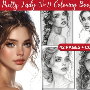 Beautiful Girls Coloring Pages, Casual Girls Portraits, Grayscale Coloring Pages, Coloring Book For Adults, Stylish Women, Girls Fashion