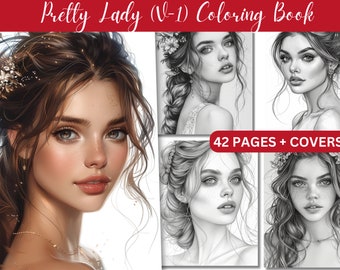 Kleurboek Pretty Women, portretten in grijstinten (pdf-download)