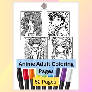 Printable Anime Adult Coloring Book 52 Page