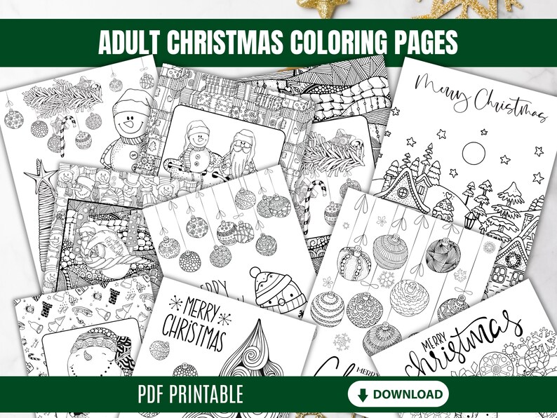 Printable Adult Christmas Coloring Pages - Etsy