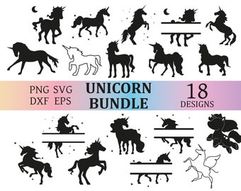 Unicorn Girl Name SVG Bundle, Birthday Gift Clipart (Digital Download)