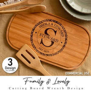 Familienname Schneidebrett SVG | Schneidebrett SVG | Glühschmiede | Cricut | Silhouette | Hochzeitsgeschenk| Charcuterie Board svg, rundes Familienzeichen