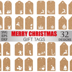 Laser Cut Weihnachten Clipart Label Aufkleber Bundle - süße kleine Weihnachten Tags, Clip Art Set - svg pdf png Digital Download Geschenk Tags