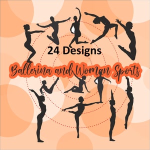 Bailarina Mulher Silhueta-Mulher Esportes Corte Arquivo-Fitness Mulher svg bundle-Dancing balerines exercitando Mulher Clipart Cricutsvg -cdr-png-pdf