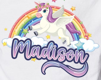 Unicorn Birthday Girl SVG, Personalized Name, Rainbow T-Shirt (Digital Download)
