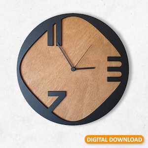 Modern Art wall clock Laser cut svg, Wooden Wall clock vector template Glowforge wall clock svg Laser cut file Wall clock svg cricut