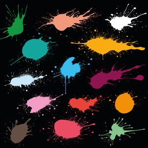 Vivid Color Splashes Clipart Color Splash Clipart Pastel Brush Strokes Abstract Watercolor | png pdf svg eps Instant Download