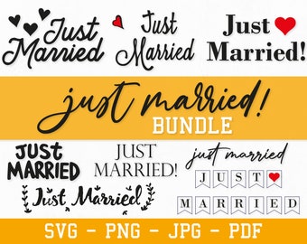 Just Married Car Banner SVG, PNG (Digital Download)