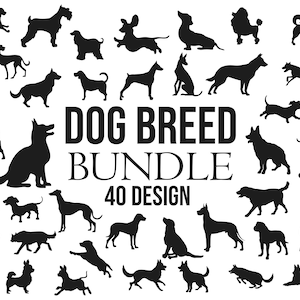 Hondenras Silhouette Pack | Digitale download | Hondenras SVG, hond silhouet svg, A-Z hondenrassen dxf, hond silhouet png